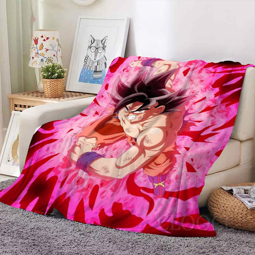 Dragon Ball - Goku - Pink Printed Anime Ultra-Soft Sherpa Blanket Bedding