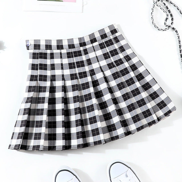 Plus Size Harajuku Japanese School Uniform Plaid Tartan Skirt