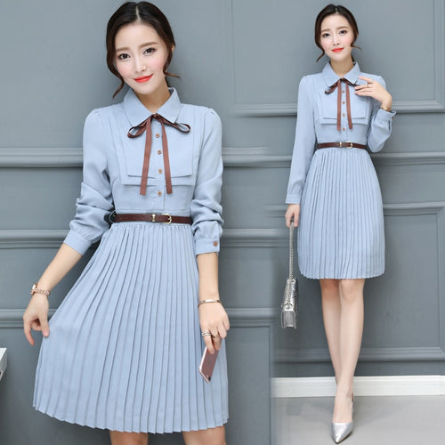 New Chiffon Midi Dress Bodycon Korean Dresses Long Sleeve Tshirt Dress