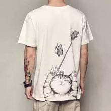 Men T-Shirt Japanese Ukiyo E Cat Anime Clothing