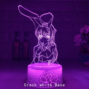 3D Illusion Led Nightlights ANIME Light Lamp  BUNNY GIRL SENPAI
