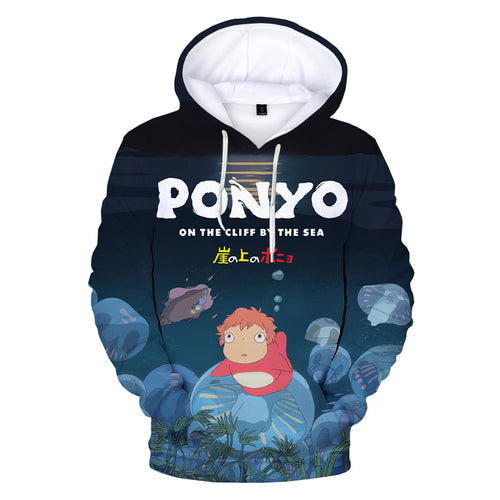 Ponyo on the Cliff - Unisex Oversized Soft Anime Print Hoodie Sweatshirt Pullover