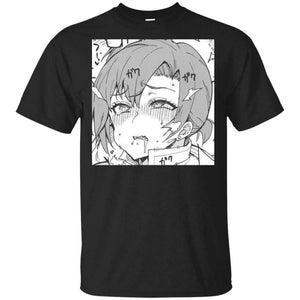 Anime T-Shirt Lewd Ahegao Girl Black T-Shirt Size M-3Xl New Unisex