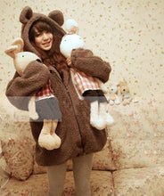 Bear Hoodie Plush Hoodies Fleece  Rabbit Ear Japanese Harajuku - Kawainess