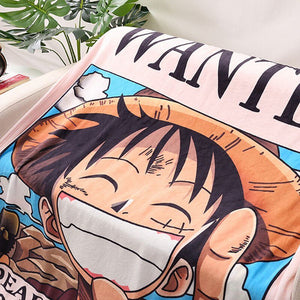 One Piece Wanted Poster - Printed Anime Ultra-Soft Sherpa Blanket Bedding
