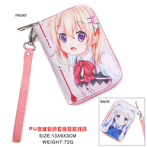 Colorful Japanese Anime Is The Order A Rabbit Short Wallet Purse WIth Zipper - Kawainess