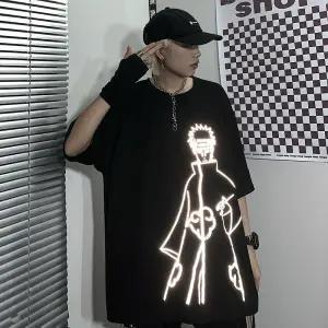 Naruto Style Streetwear Harajuku Men T-shirt Reflective