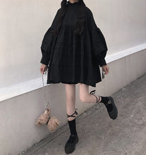 Black Lantern Style Sleeve Doll Dress in Black