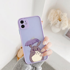 Happy Totoro Phone Case For iPhone 11 12 Pro Max Mini XR X XS MAX 7 SE 2020 8 6 Plus Anime
