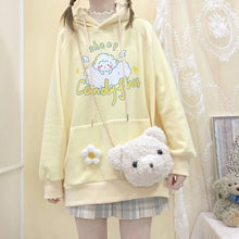 Kawaii Yellow Long-Sleeve Hoodie/Sweatshirt with Sheep Print