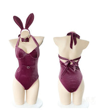 Dreamy Purple Velvet Rabbit Bunny Girl Bodysuit Lingerie