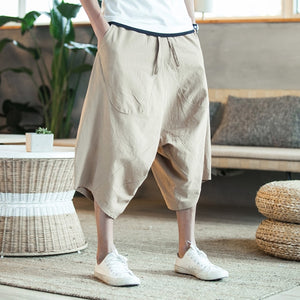Harajuku Harem Pants Cotton Linen Vintage Sweatpants Men Pants