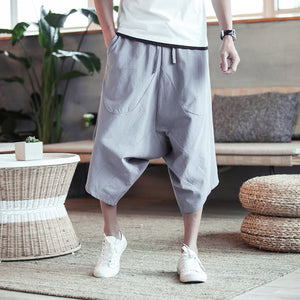 Harajuku Harem Pants Cotton Linen Vintage Sweatpants Men Pants
