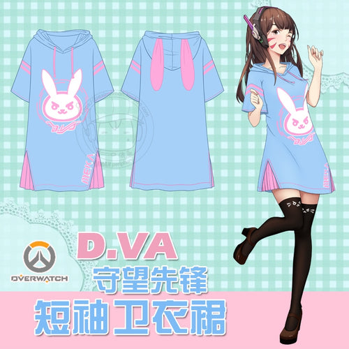 Overwatch D.VA Rabbit Hoodie Dress T-shirt