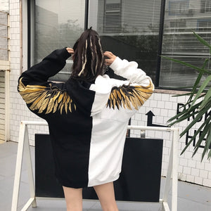 gold thread embroidery wings Hoodie