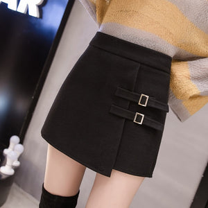 Harajuku Gray Black Woolen Elegant Micro Mini Skirts