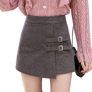 Harajuku Gray Black Woolen Elegant Micro Mini Skirts