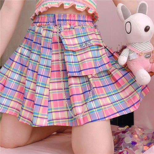Mini Skirts Rainbow Korean Japanese School Uniform