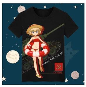 High-Q Unisex Anime GIRLS und PANZER Casual Cotton T-Shirt
