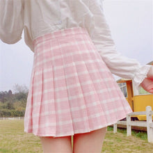 High Waist Pleated Skirts Kawaii Women Harajuku Plaid Mini Skirts