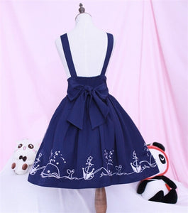 High Waist-back Skirt +  Navy Shirt Full Sets Two Pieces Lolita Costumes Sets Princess