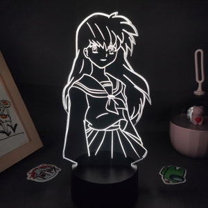 Japanese Anime Inuyasha Figure Kagome Higurashi 3D LED RGB Anime Lamps