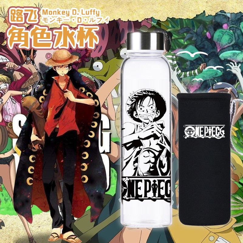 One Piece Glass Cup Monkey D Luffy Cartoon Figure Stainless Steel Water Bottle Anime Around