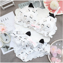 Japanese Lolita Underwear Set Cute Printed Cat Claw Comfortable Rimless