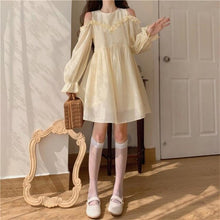 Flowing Summer Linen Dress in Soft Yellow with Ruffle Sleeves and Collar