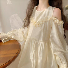 Flowing Summer Linen Dress in Soft Yellow with Ruffle Sleeves and Collar