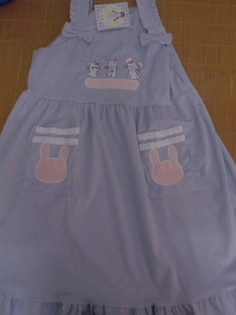 Japanese Dress Mori Girl Lolita Kawaii Bunny Pink Overalls Strap Dress