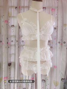 Japanese Lingerie Sexy Lolita Cute Lace Maid Uniform Kawaii Anime Bikini Set