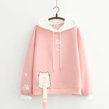 Kawaii Pink Hoodie with Cat Tail Print