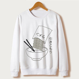 Kawaii Japanese Noodles Print Sweatshirts