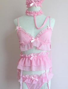 Baby Doll Teddy Outfit Bra An Pantie Nightie With Choker