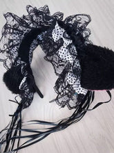 Lolita Lace Bow Ribbon Hairbands Plush Cat Ears Tassels Bell Decor