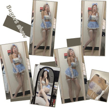 Blue Plaid Nightdress Girl Bra Top Vest Lace Kawaii Uniform Temptation Set
