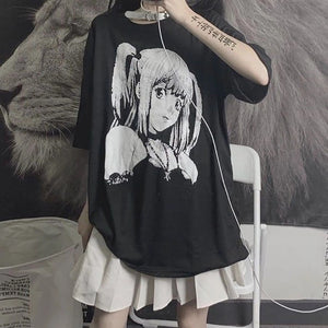 Long Graphic Anime T-shirt with Death Note Print