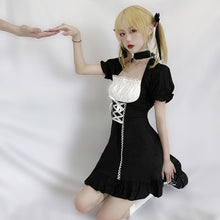 Black Dress with Milkmaid Chest and front lace tie-up Costume