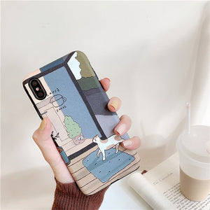 Retro illustration Cute Japanese Cats Phone Case For iPhone X Xs XR XSmax 11 Pro Max 6 6S 7 8
