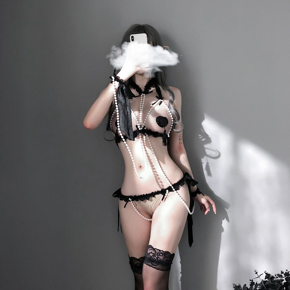 SEXY MEOW Soft Sister Sexy Bandage Maid Three-Point Style Lingerie