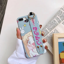 Sailor Moon Case for iPhone 11 Pro Max XR X XS Max 7 8 6 6S Plus Cute Lovely Wrist Strap Phone Holder Cover