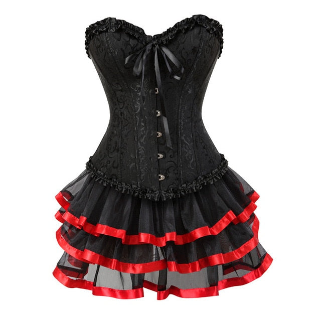 sexy corsets for women plus size costume overbust burlesque corset and skirt set