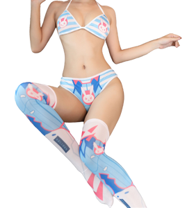 Overwatch Micro Bikini D.va Bra And Panty Set Cosplay Thong Bikini Blue