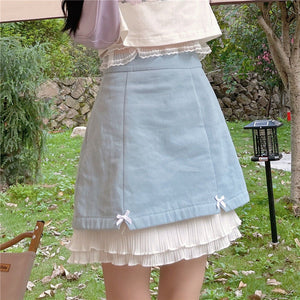 Elegant A-Line Summer Skirt with Petticoat and Bows