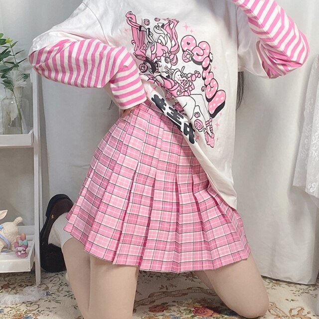 Women Harajuku Sweet Plaid Skirt Girl