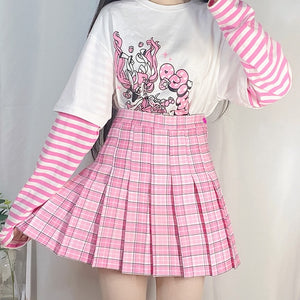 Women Harajuku Sweet Plaid Skirt Girl