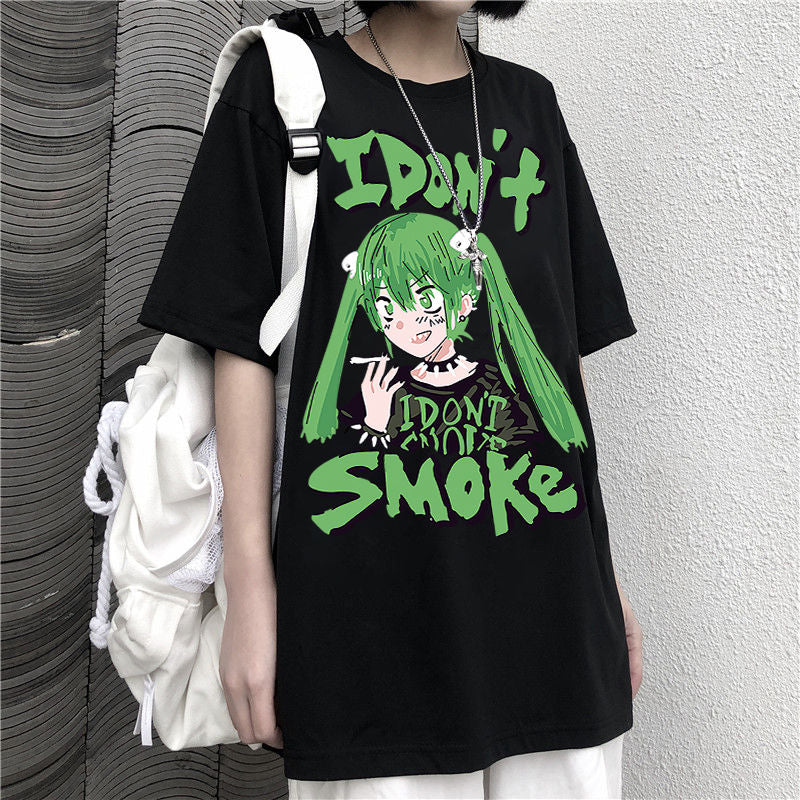 Women's T-Shirt Tops Are smke of The Dark Japanese Casual T-shirt Harajuku V1