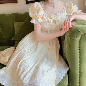 Yellow Kawaii Elegant Dress Women Sweet Korean Princess