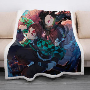 Demon Slayer  - Printed Anime Ultra-Soft Sherpa Blanket Bedding
